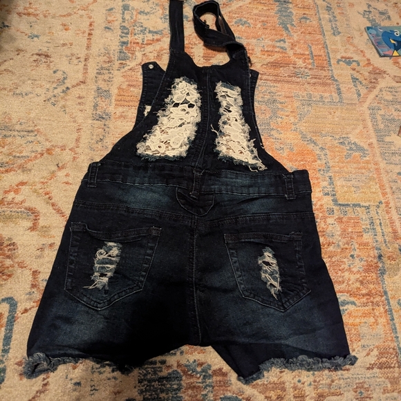 Distressed Denim Overalls - Picture 3 of 3